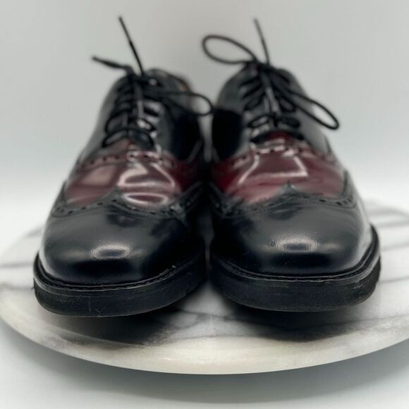 Angel Infantes Men's Leather Oxfords US 7.5 EU‎ 41 Black Burgundy Made in Spain - Picture 2 of 9
